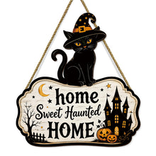 Black Cat Halloween Door Plaque