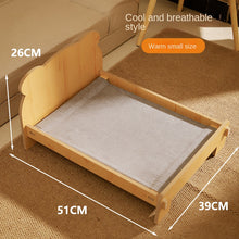 Wooden Cat Bed with Bedding Set