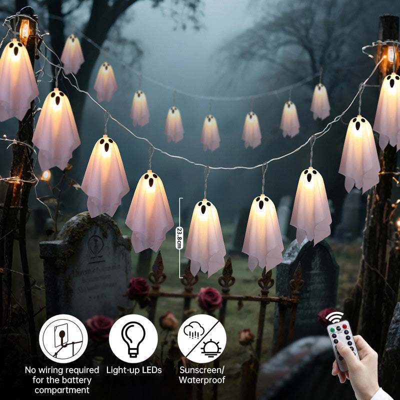 Halloween Ghost String Lights – 8 Modes & Remote