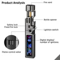 Windproof Torch Lighter with LED Display & Bottle Opener — product view 7
