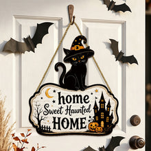 Black Cat Halloween Door Plaque