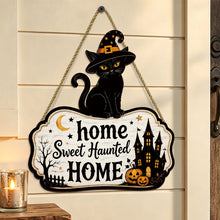 Black Cat Halloween Door Plaque
