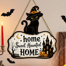 Black Cat Halloween Door Plaque