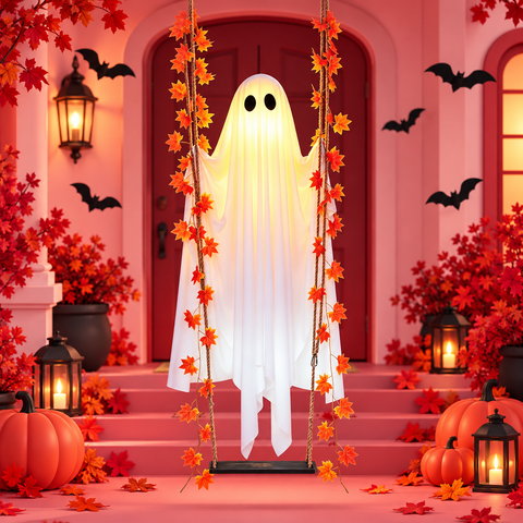4.4FT LED Hanging Ghost – Remote Control in DEKOPAWS pink studio