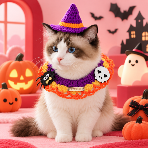Halloween Pet Scarf for Cats & Dogs in DEKOPAWS pink studio