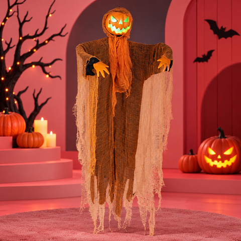 Rotating Light & Sound Pumpkin Prop in DEKOPAWS pink studio