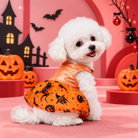 Shiny Halloween Pet Costume in DEKOPAWS pink studio