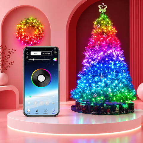 Smart RGB Fairy Lights – App Control & Music Sync in DEKOPAWS pink studio