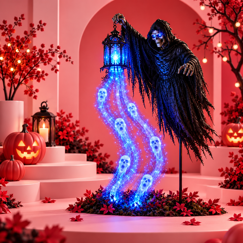 Solar Animated Reaper Garden Stake in DEKOPAWS pink studio