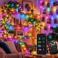 Smart RGB fairy lights decorating a cozy living room